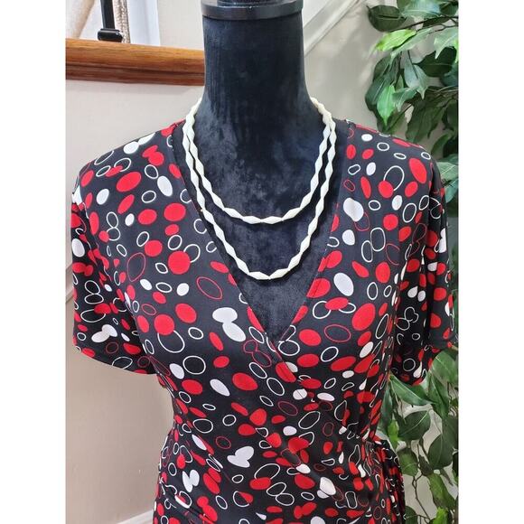 Croft&Barrow Women Multicolor Polyester V-Neck Short Sleeve Knee Length Dress L - Picture 3 of 12